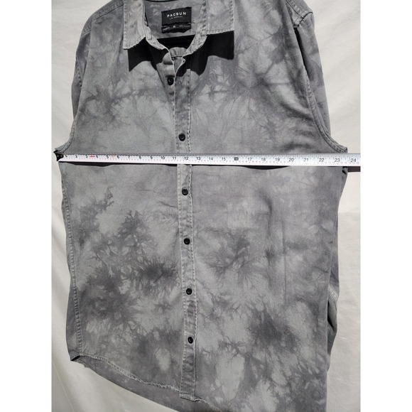 PAC SUN Mens XL Gray Tie Dyed Longer Fit Button Up Casual Long Sleeve Overshirt - Picture 6 of 7